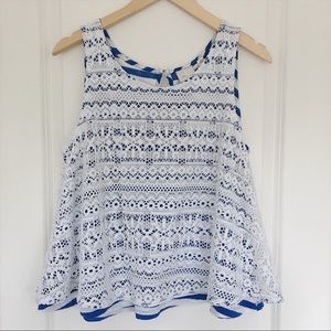 Anthropologie Embroidered Stripe Tank